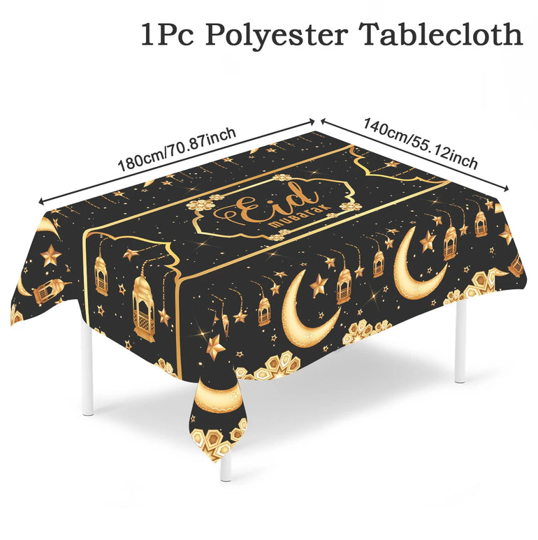 Eid Mubarak Star Moon Tablecloth Ramadan Kareem Decor for Home 2025 Islamic Muslim Party Eid Al Adha Supplies Castle Table Cover