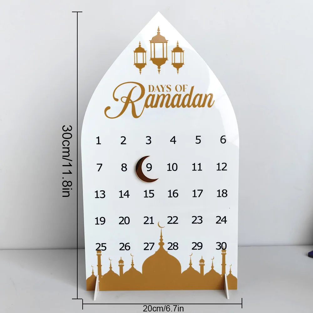 Acrylic Ramadan Countdown Calendar Gifts Day of Ramadan Calendar with Replacing Number 2025 Eid Mubarak Home Decoration Ornament