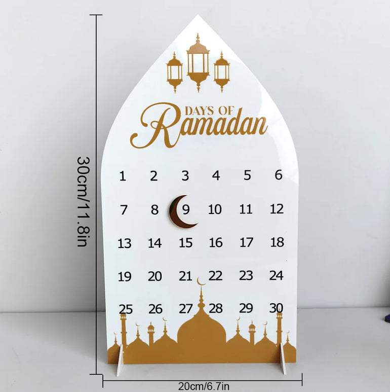 Acrylic Ramadan Countdown Calendar Gifts Day of Ramadan Calendar with Replacing Number 2025 Eid Mubarak Home Decoration Ornament