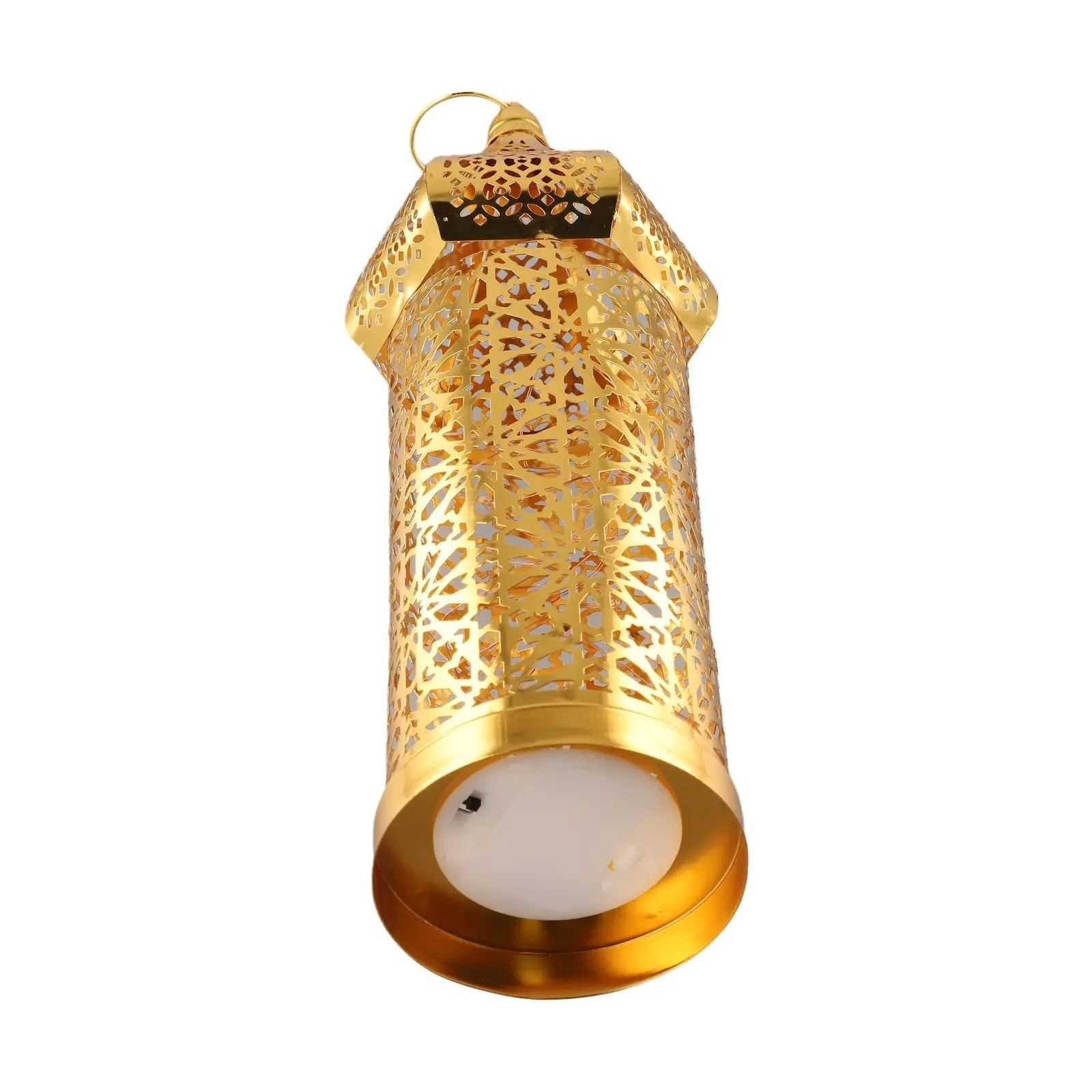 1PC Moroccan Golden Hollow Iron Lantern Ramadan Home Decoration Light Ornaments Gold Lanterns Moroccan Home Crafts Decoration