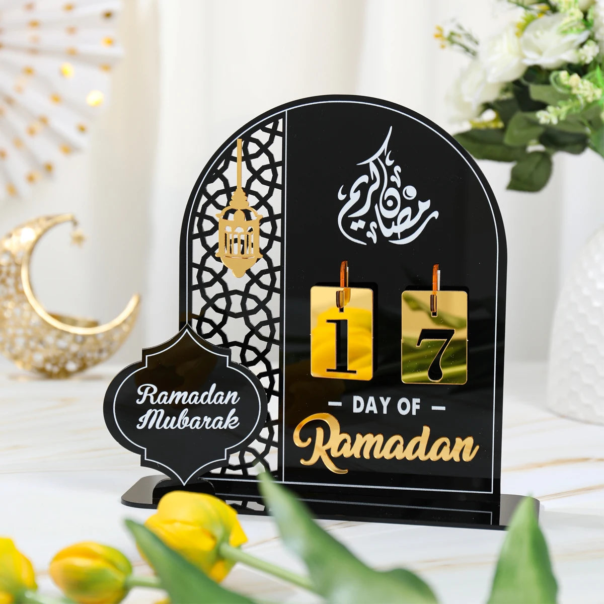 Ramadan Countdown Calendar Acrylic Eid Mubarak Ornament Kareem Ramadan Decoration 2025 For Home Islamic Muslim Party Decor Gifts