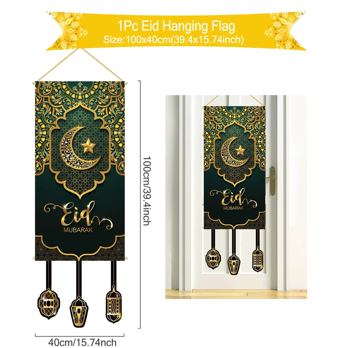 Eid Mubarak Decoration 2025 Hanging Flag Ramadan For Home Door Islamic Muslim Party Decor Ramadan Kareem Banner Eid Al-Fitr Gift