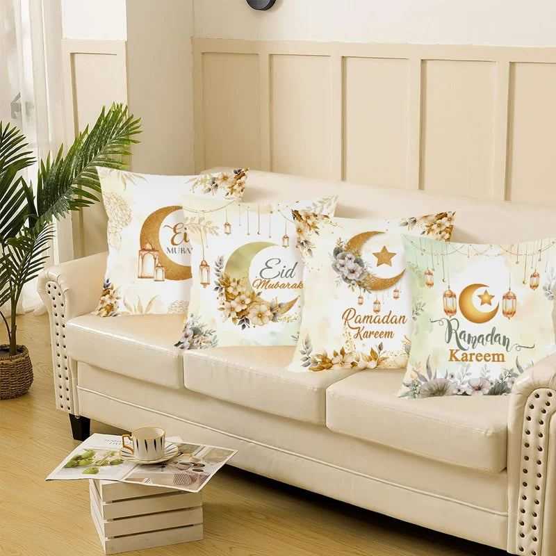 Eid Mubarak Cushion Cover Pillow Case Ramadan Kareem Decoration For Home 2025 Muslim Islam Party Decor Gift Eid Al Adha Supplies