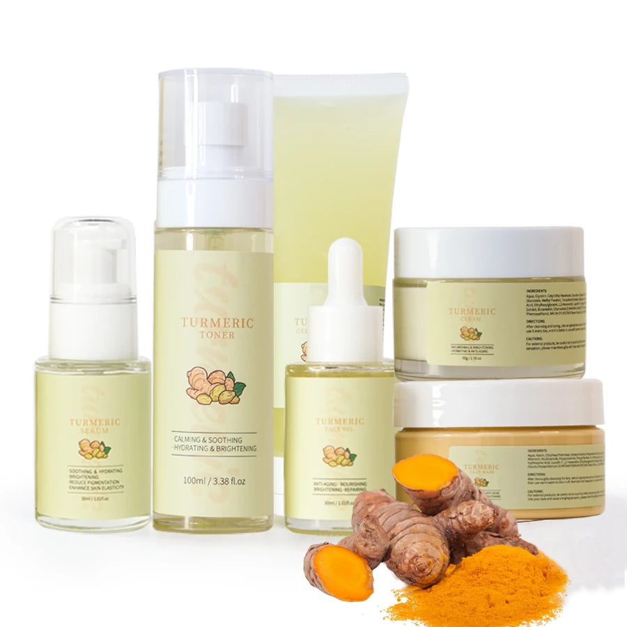 Turmeric Facial Skincare Set Hydrating Moisturizing Fade Fine Lines Blemishes Skincare Moisturizing Set for women/men/teen