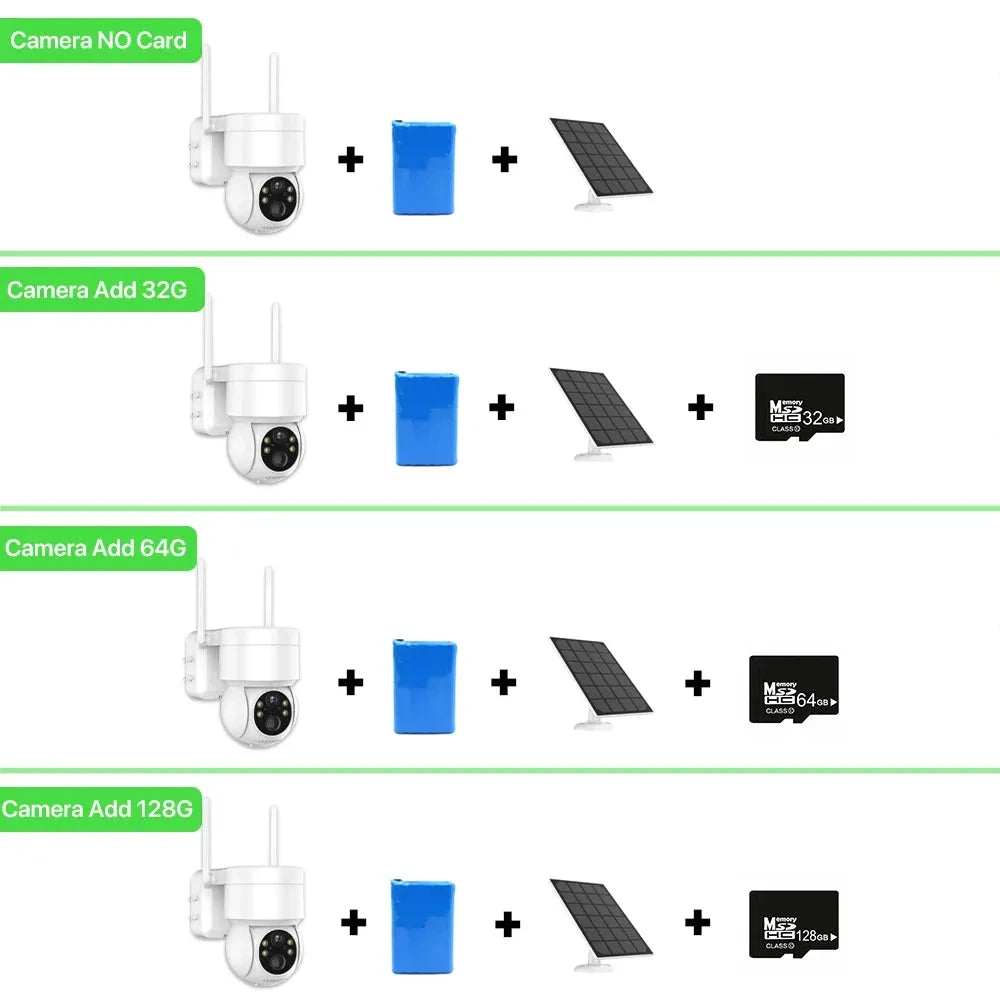 WiFi PTZ Camera Outdoor Wireless Solar IP Camera 4MP HD Built-in Battery Video Surveillance Camera Long Time Standby iCsee APP