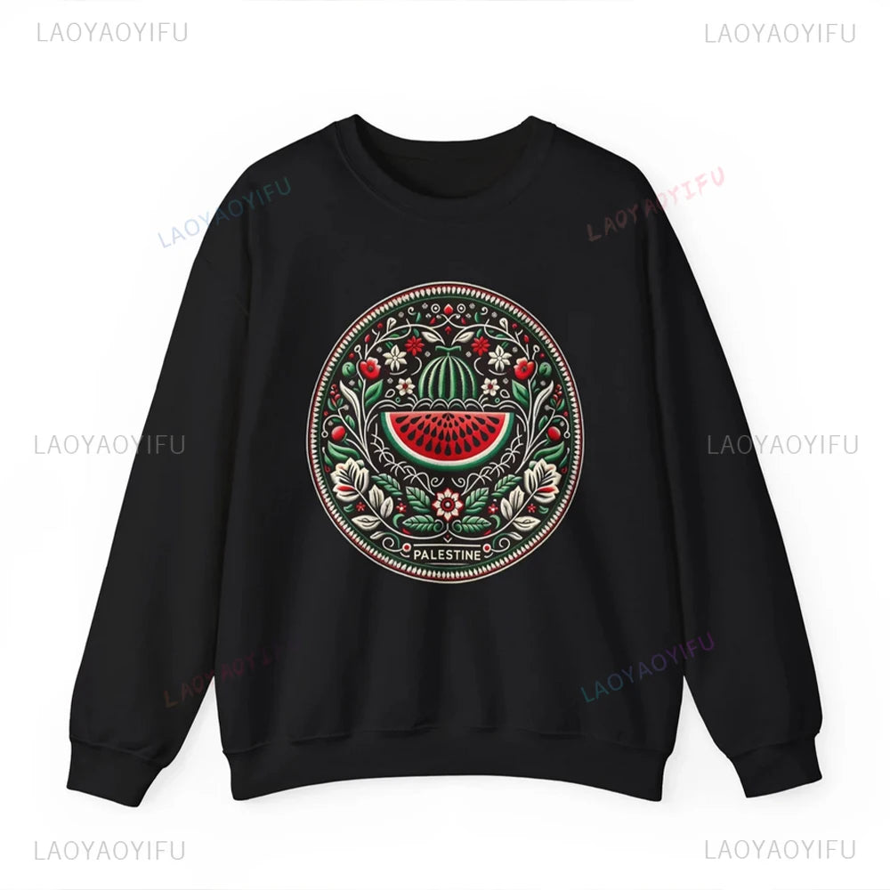 Vintage style Watermelon Graphic Sweatshirt Funny Fruit Shirt Human Rights Sweater Protest Tee Unisex Long Sleeves Sweatshirts