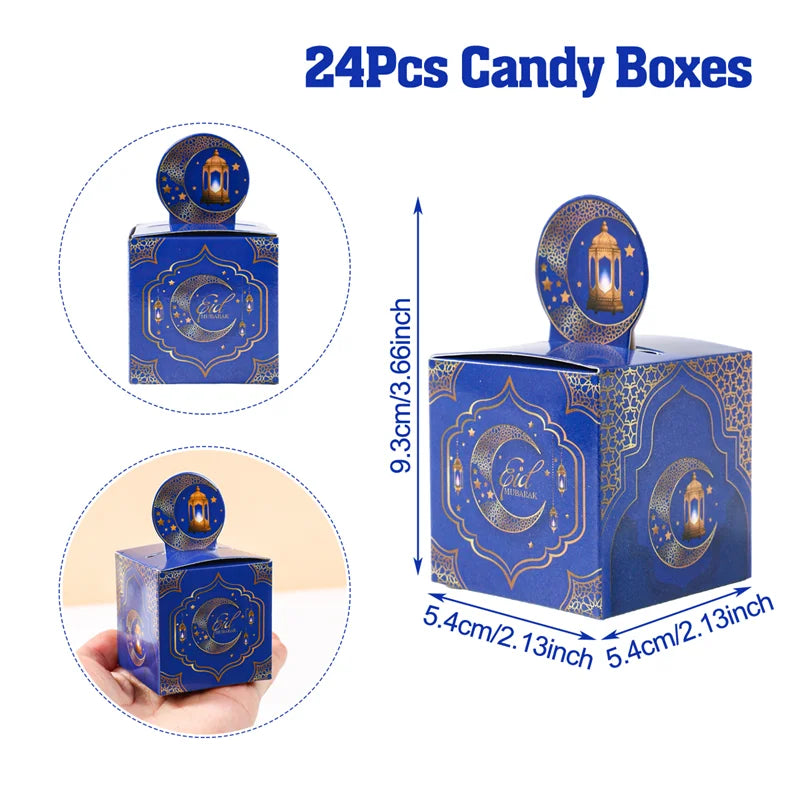 EID Mubarak Decor Triangle Candy Boxes Ramadan Decor 2025 Gift Box Ramadan Kareem Islamic Muslim Party Eid Al Adha Gifts