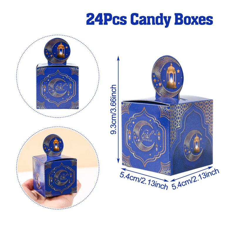 EID Mubarak Decor Triangle Candy Boxes Ramadan Decor 2025 Gift Box Ramadan Kareem Islamic Muslim Party Eid Al Adha Gifts