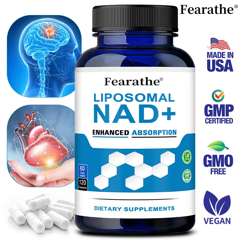 Liposomal NAD+ with Trimethylglycine, Maximum Absorption, NAD+ Boosting Supplement, Anti-Aging, Cellular Energy, DNA Repair