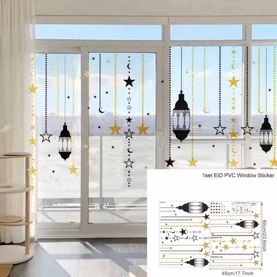 Eid Mubarak Wall Window Stickers Ramadan Decorations for Home 2025 Ramadan Kareem Islamic Muslim Party Decor Eid Mubarak Gifts