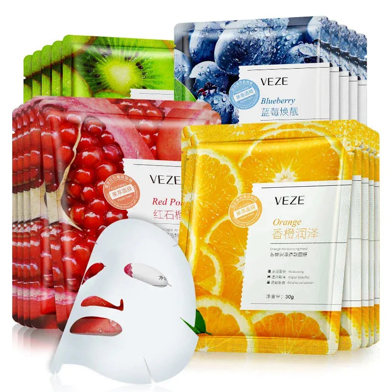 20pcs VENZEN Fruit Essence Facial Mask Moisturizing Firming Skincare Facial Masks Women Hydrating Facial Mask Skin Care