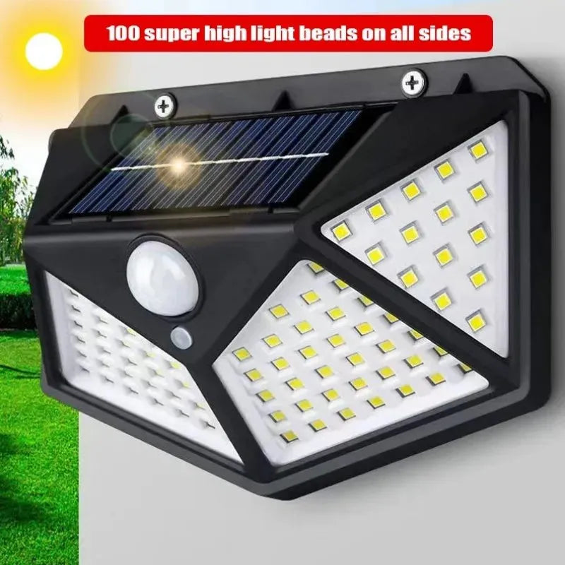 1/2/4/6Pcs 100 LED Wall Lights Outdoor Solar Lamp PIR Motion Sensor Solar Powered Sunlight Street Light for Garden Decoration