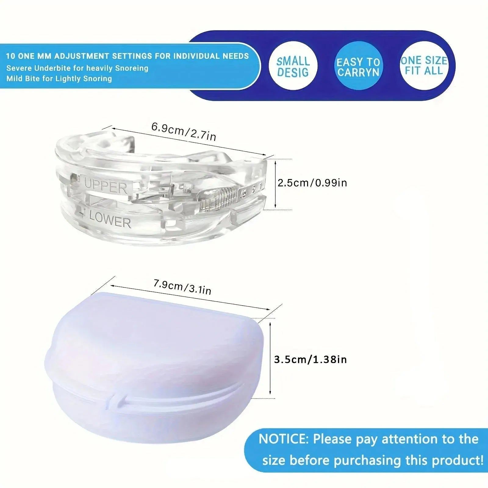 Anti-Snoring Mouth Guard, Adjustable Mouthpiece - Night Time Teeth Mouthguard & Sleeping Bite Guard for Bruxism and Stop Snoring