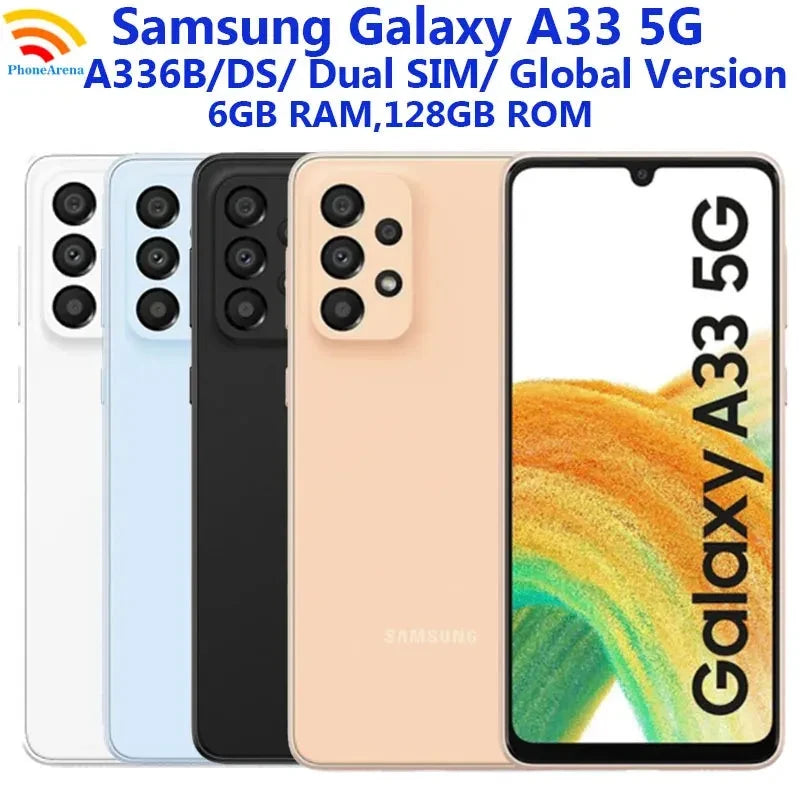 Samsung Galaxy A33 5G A336B/DS 6GB RAM 128GB ROM Global Version 6.4" Unlocked  Octa Core Fingerprint NFC Original 5G LTE