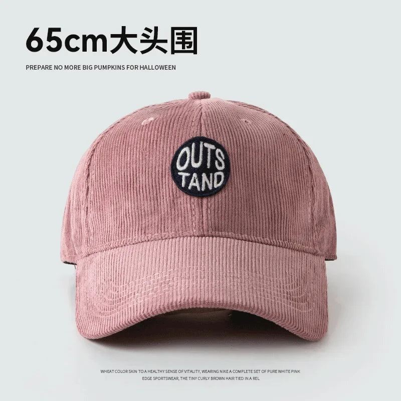 Big Head Baseball Caps for Men Corduroy Warmth Windproof Autumn Winter Embroidered Hat Women Snapback Cap Trucker Hat Gorras