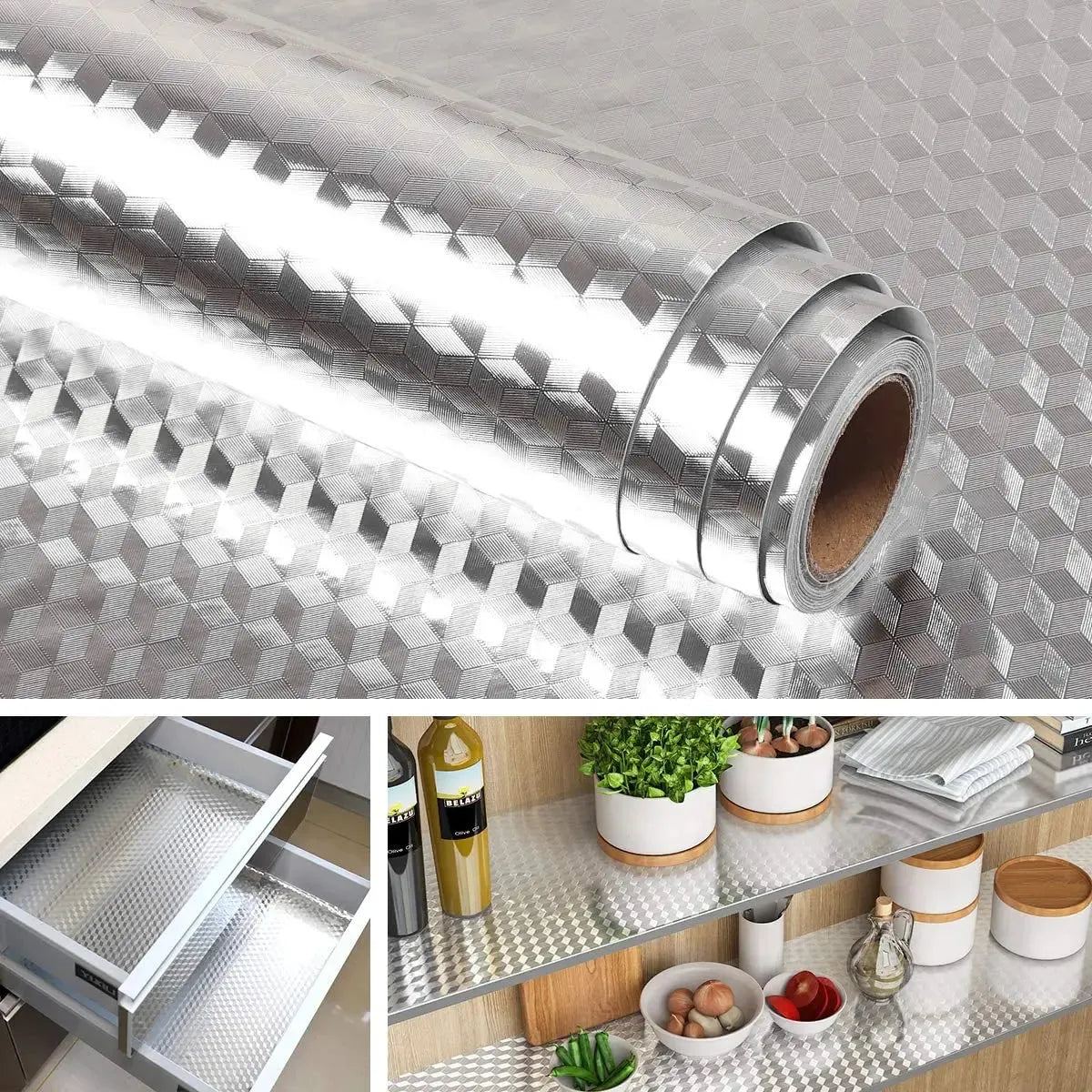 Kitchen stickers waterproof and oil-proof thickened high-temperature stove aluminum foil paper self-adhesive wallpaper