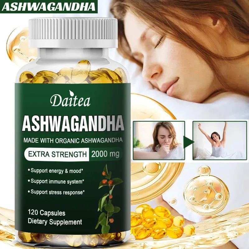 Organic Ashwagandha Specific Capsules Support Brain and Memory, Relieve Stress, Support Concentration, Deep Sleep, Unisex