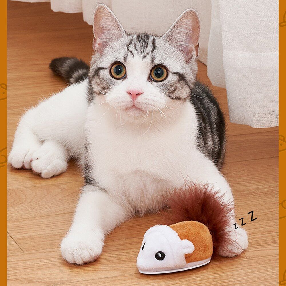 Smart Cat Toy Interactive Running Mouse Cat Teaser Feather Toys Electric Random Moving Simulation Mice Kitten Squeak Plush Toys - Jointcorp