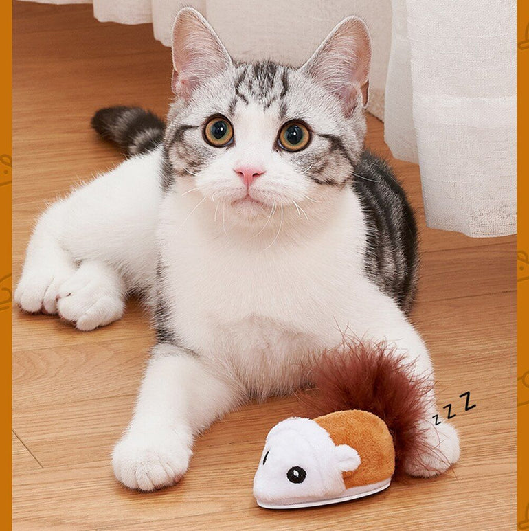 Smart Cat Toy Interactive Running Mouse Cat Teaser Feather Toys Electric Random Moving Simulation Mice Kitten Squeak Plush Toys - Jointcorp