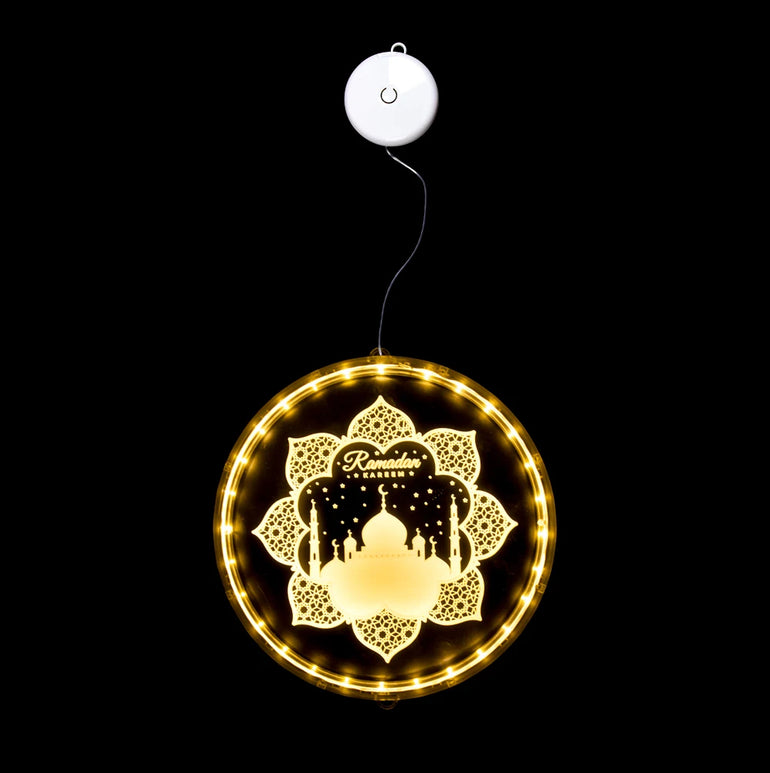 12.5cm Diameter Ramadan LED Hanging Lights Ramadan Mubarak Window Decoration Lights Eid Mubarak Home Party Party Supplies