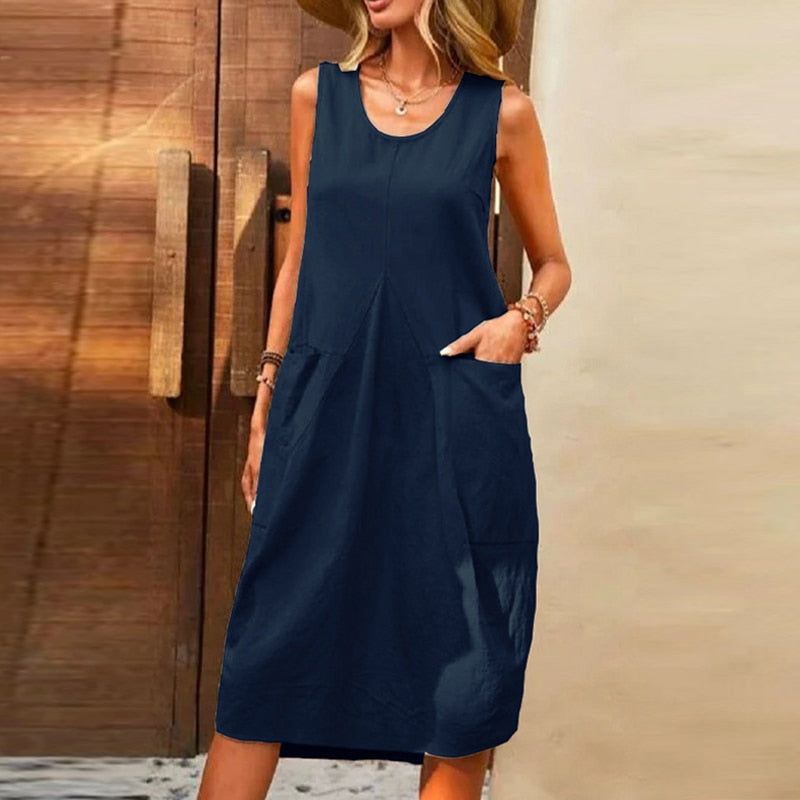 Dresses Office Fashion Female Pockets Loose Shirts Dress Casual Women Vintage dresses - Jointcorp