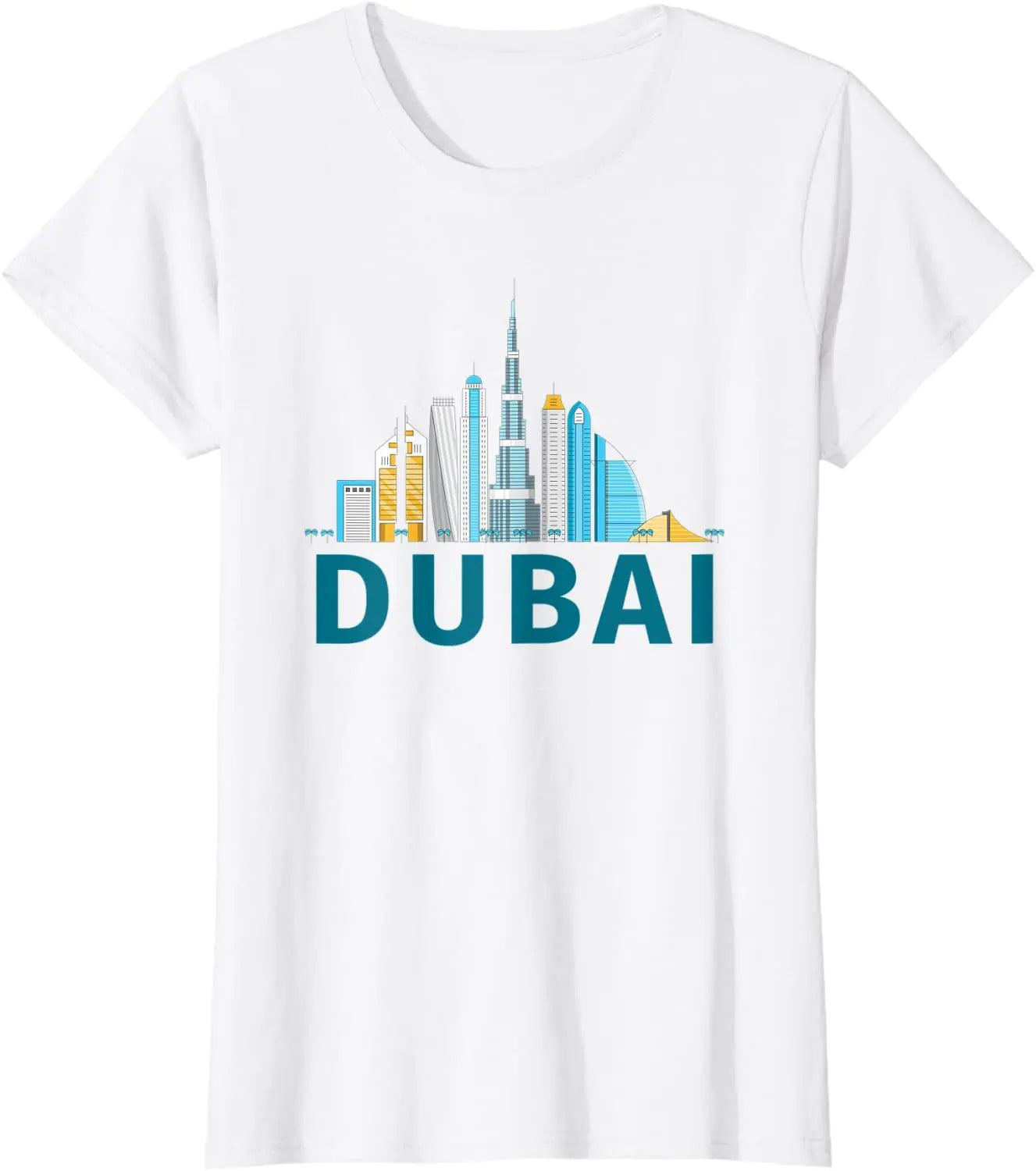 Dubai United Arab Emirates - Burj Khalifa City Skyline T Shirt. Short Sleeve 100% Cotton Casual T-shirts Loose Top Size S-3XL