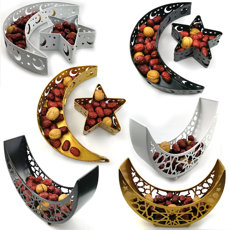 2021 Crescent Moon Srar Eid Ramadan Party Food Serving Tableware Holder Decor Ornament Dessert Pastry Tray Display cake stand