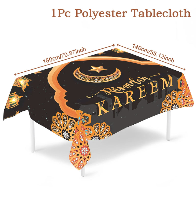 Eid Mubarak Star Moon Tablecloth Ramadan Kareem Decor for Home 2025 Islamic Muslim Party Eid Al Adha Supplies Castle Table Cover