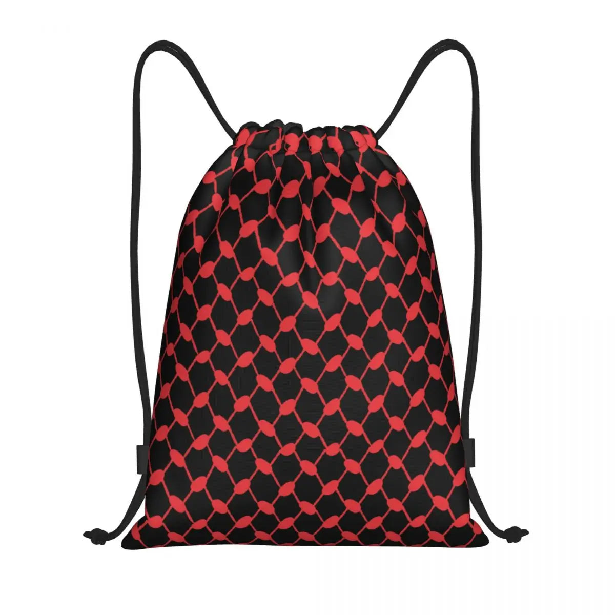 Custom Arabic Keffiyeh Traditional Pattern Drawstring Backpack Sports Gym Bag for Women Tatreez Embroidery Art Training Sackpack