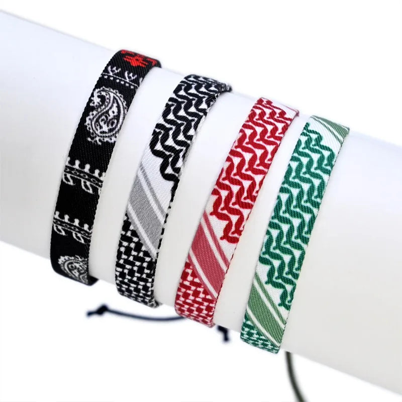 Multicolor Manual Weave Palestine Bracelet Gaza Color Arabic Ethnic Style Men Women Adjustable  Accessories Gifts hépīng Peace