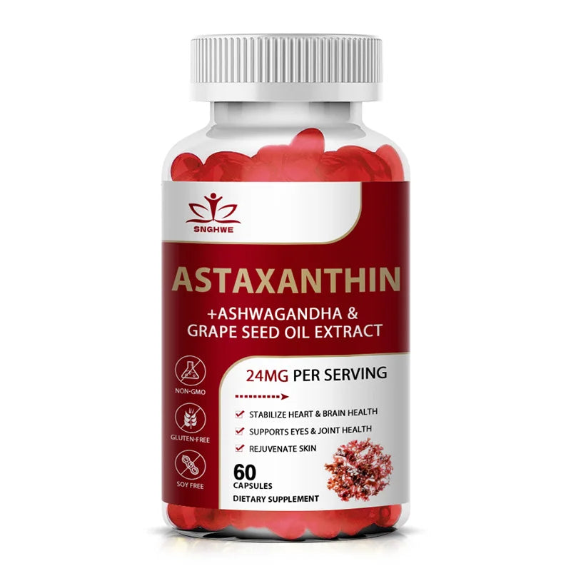 SNGHWE 24mg Astaxanthin Capsules Improves Eye, Joint, Skin Health And Energy Levels-Supports Heart Health, Immune System