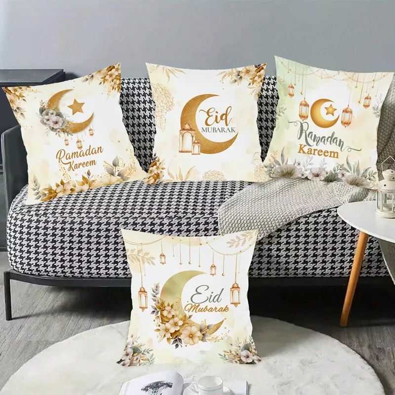 Eid Mubarak Cushion Cover Pillow Case Ramadan Kareem Decoration For Home 2025 Muslim Islam Party Decor Gift Eid Al Adha Supplies