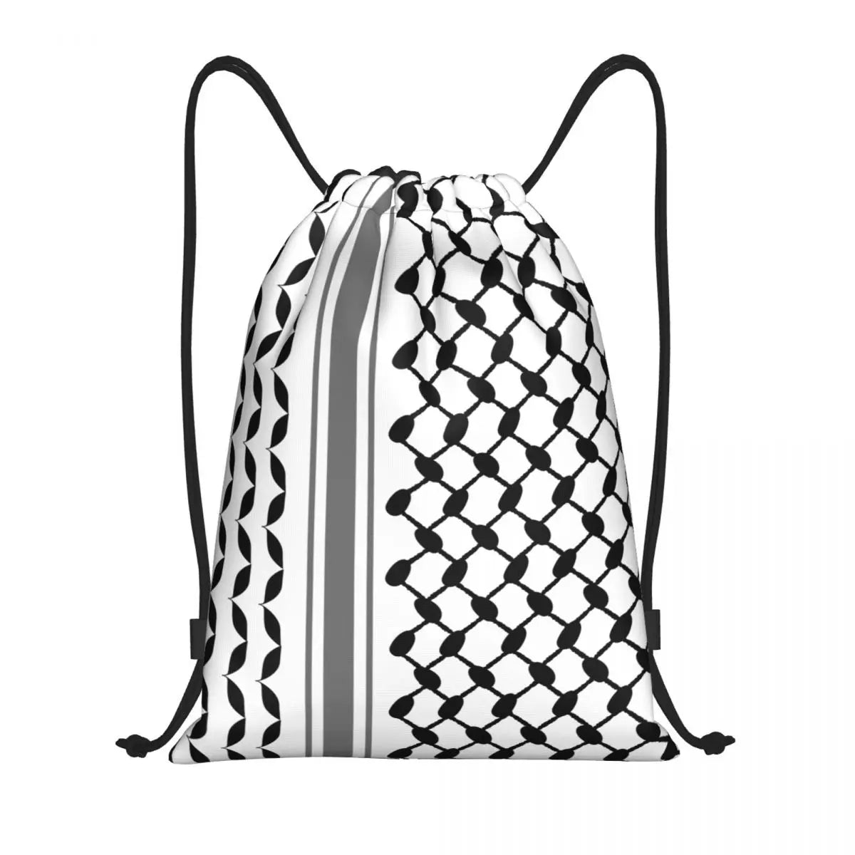 Custom Arabic Keffiyeh Traditional Pattern Drawstring Backpack Sports Gym Bag for Women Tatreez Embroidery Art Training Sackpack