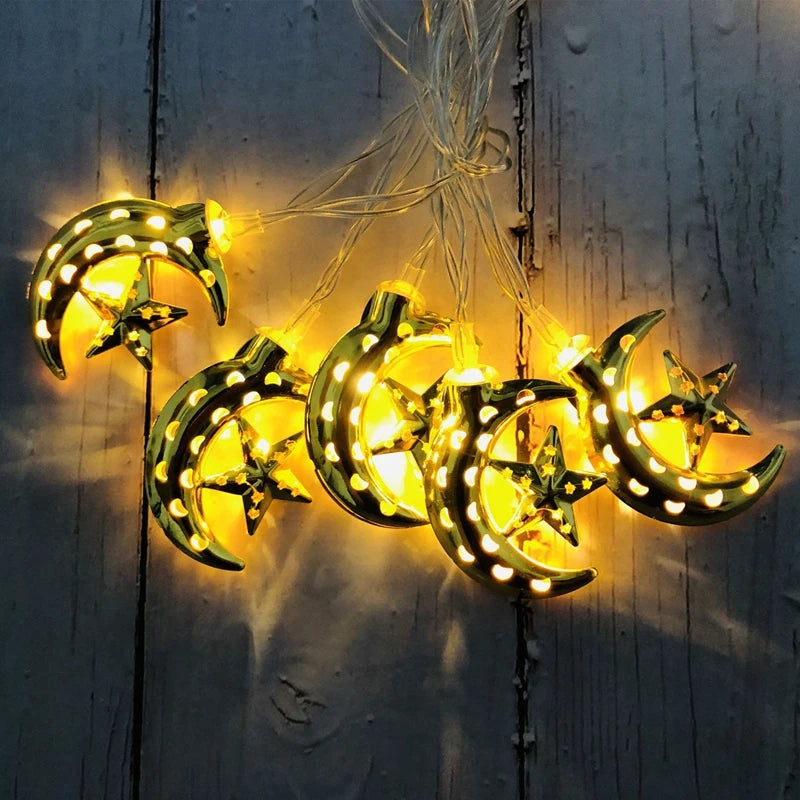 Ramadan Decoration Plastic Lantern Led String Lights Ramadan Kareem Decor Eid Mubarak Gift Al-Fitr Eid Festival Party Supplies