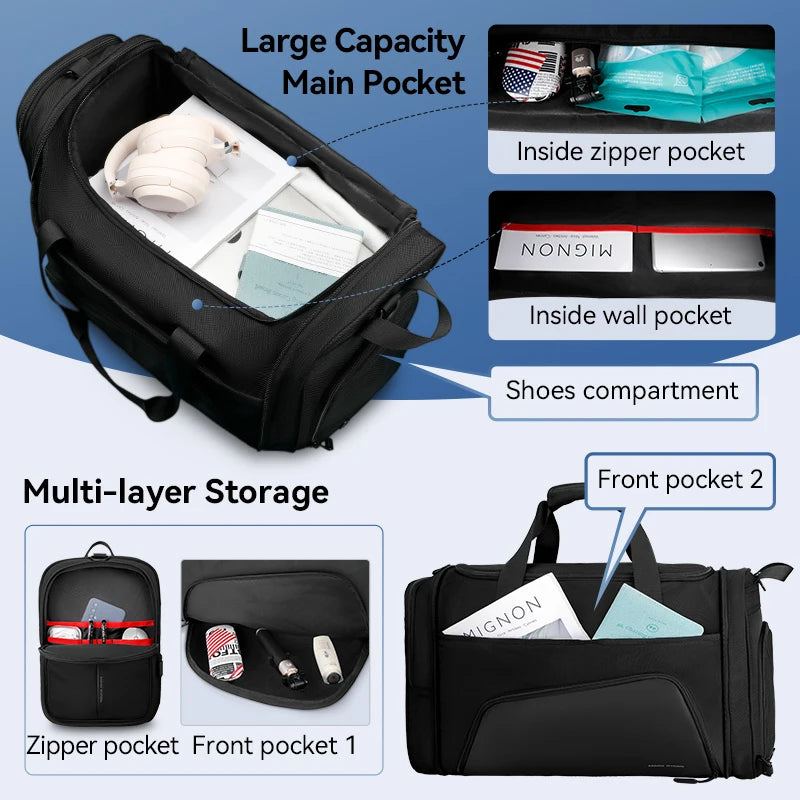 MarkRyden Deformable I: Large-Capacity Travel Gym Handbag Women Men Nylon Travel Duffel Bag Carry On Luggage Bag Men