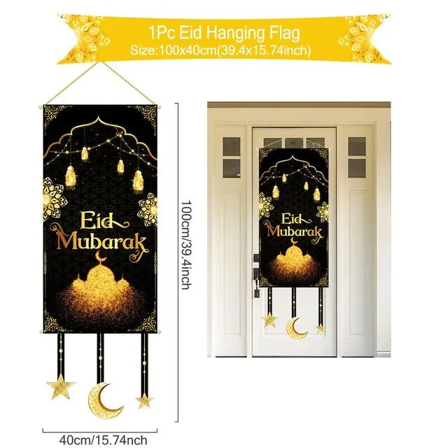 Eid Mubarak Decoration 2025 Hanging Flag Ramadan For Home Door Islamic Muslim Party Decor Ramadan Kareem Banner Eid Al-Fitr Gift