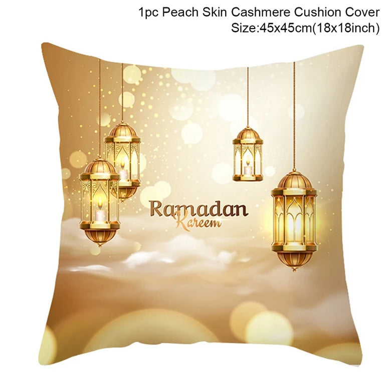 2024 Eid Mubarak Pillowcase Decor for Home Sofa Cushion Cover Islamic Ramadan Kareem Decoration Mosque Muslim Pillow Cover Gifts