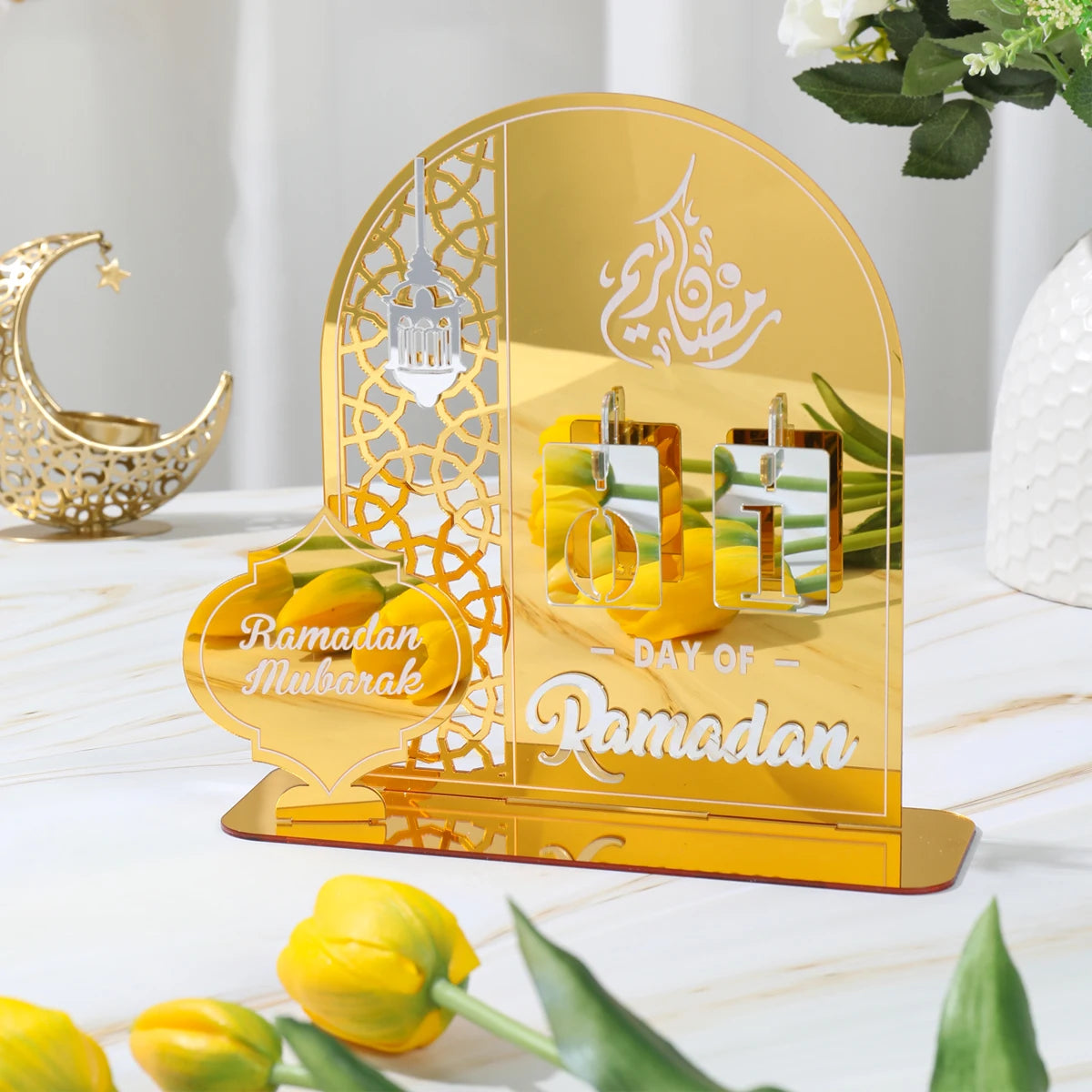 Ramadan Countdown Calendar Acrylic Eid Mubarak Ornament Kareem Ramadan Decoration 2025 For Home Islamic Muslim Party Decor Gifts