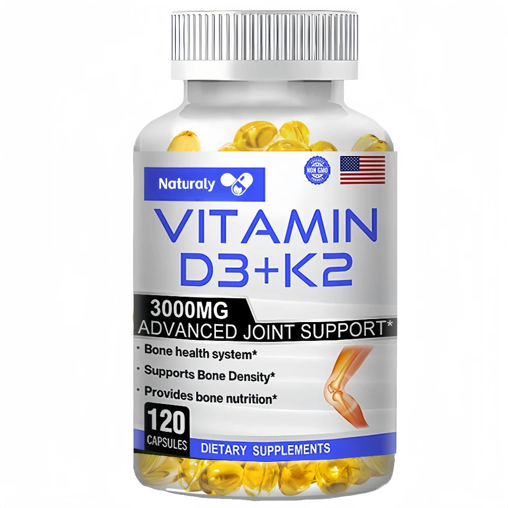 Vitamin D3+K2 Supplement to Support Joint, Bone and Immune Health Non-GMO formula easy-to-swallow vitamin D & K complex