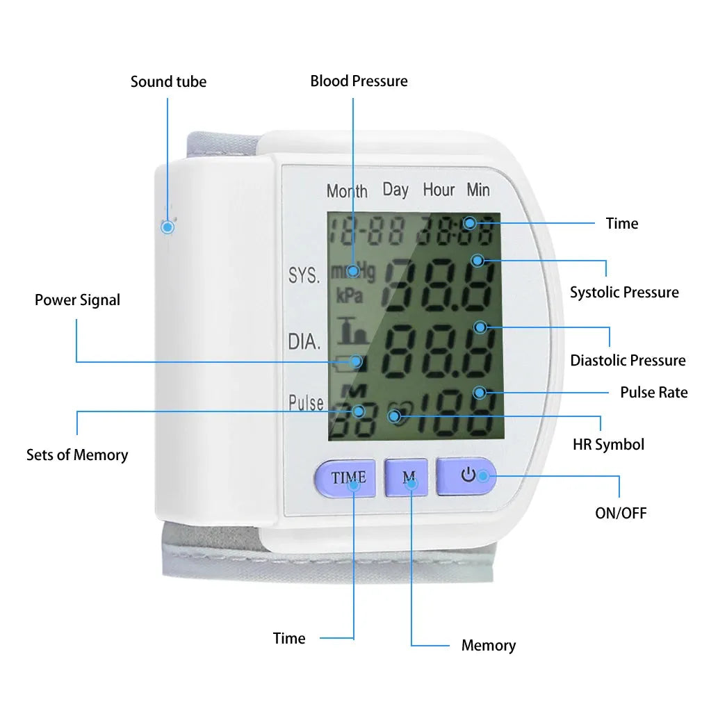 ZOSS  Automatic Sphygmomanometer Wrist Monitor LCD Digital Wrist Blood Pressure Monitor Heart Pulse Measure High  Real-time