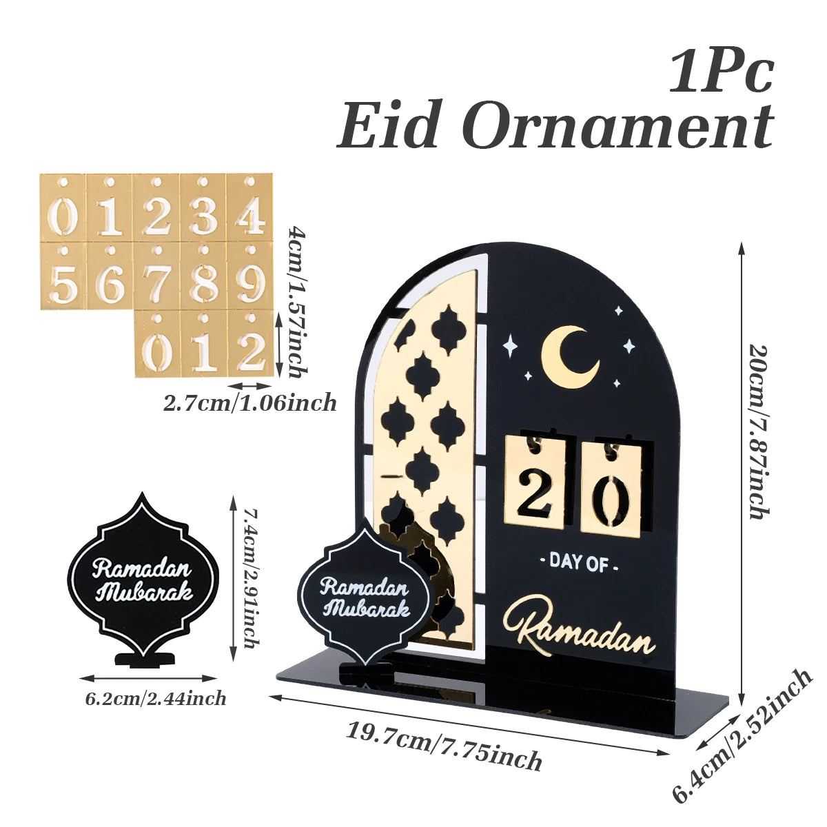 Ramadan Kareem Countdown Calendar Ornament Eid Mubarak Decoration 2025 For Home Muslim Islamic Festival Eid Al-Fitr Party Favors