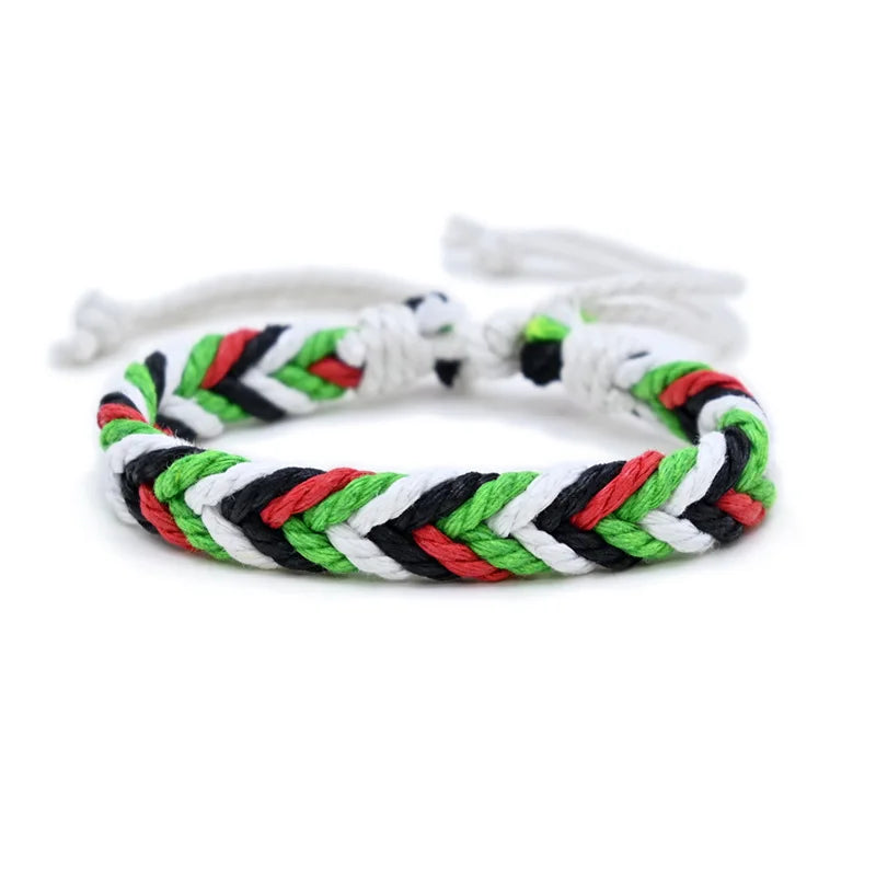 Multicolor Manual Weave Palestine Bracelet Gaza Color Arabic Ethnic Style Men Women Adjustable  Accessories Gifts hépīng Peace