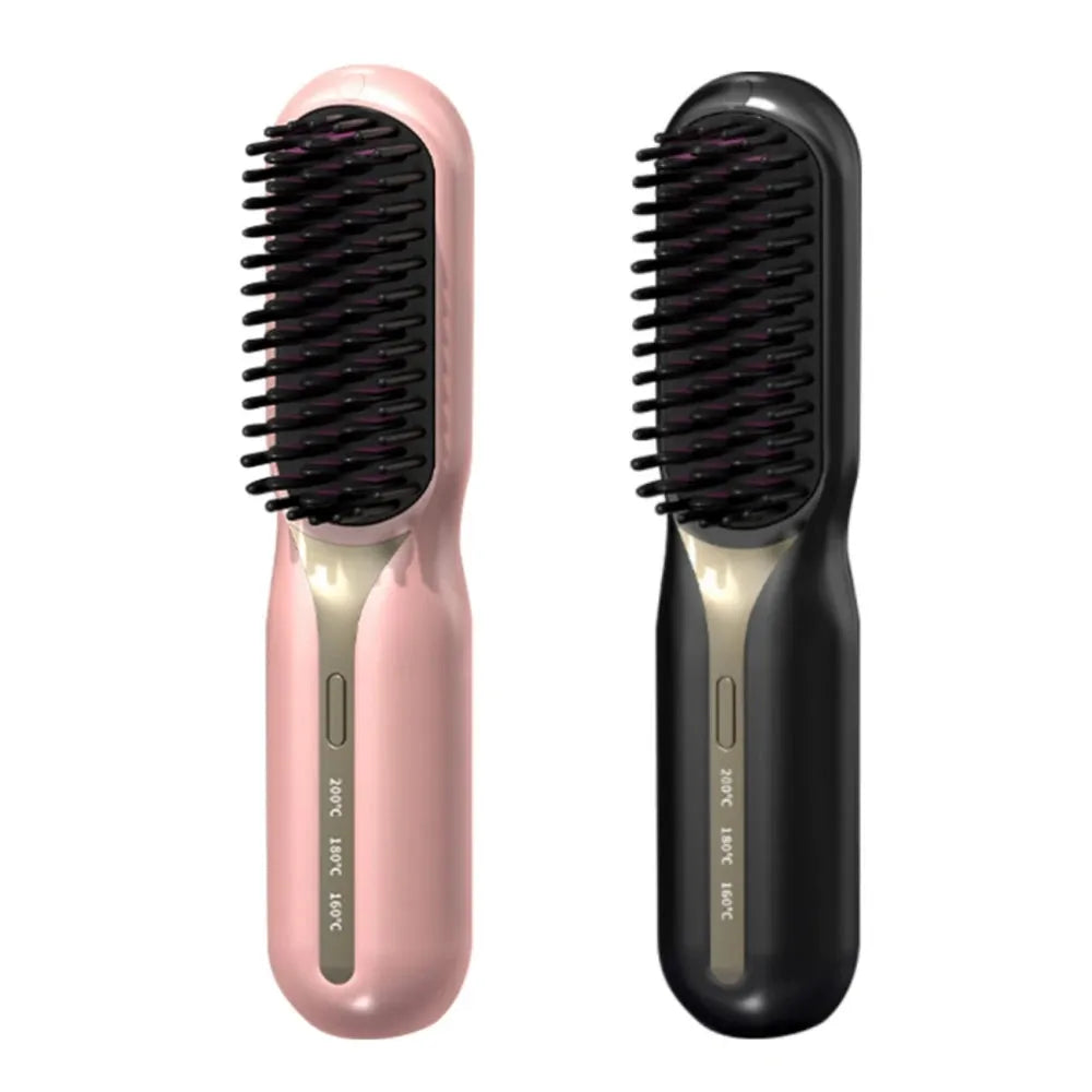 Wireless Hair Straightener Hot Comb Ceramic Heating Professional Electric Brush Smoothing Iron Negative Ion Hair Care Comb