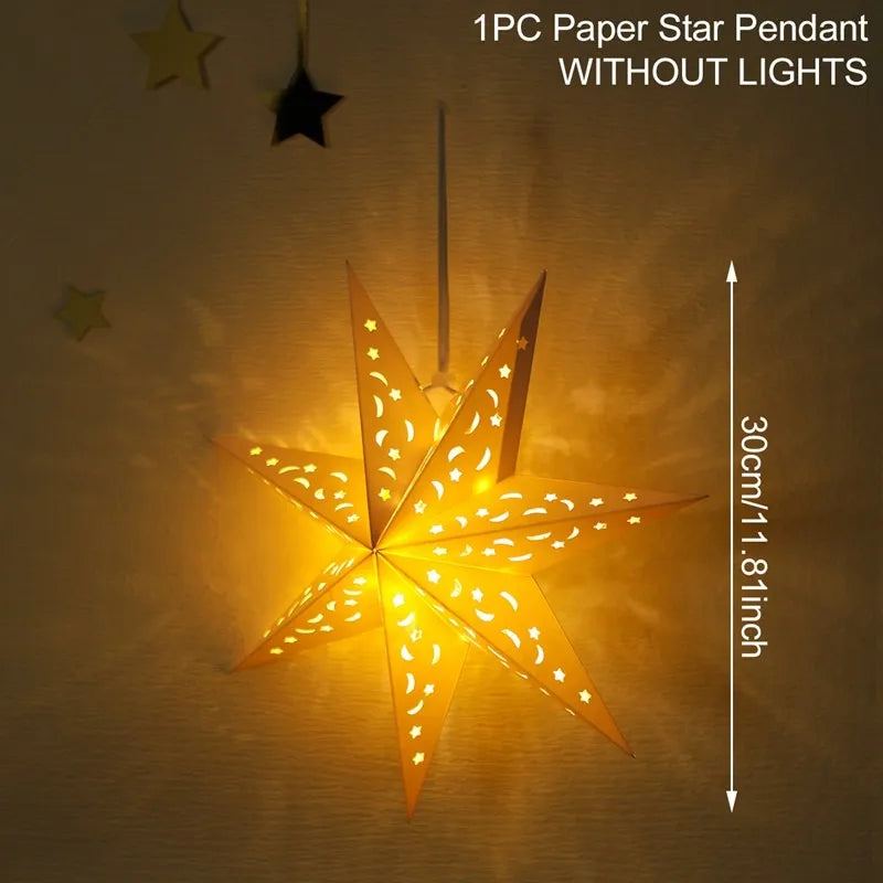 Eid Mubarak Hollow Star Hanging Pendant Ramadan Decor For Home 2025 Islam Muslim Party Mubarak Light Gifts Eid Al Adha Kareem