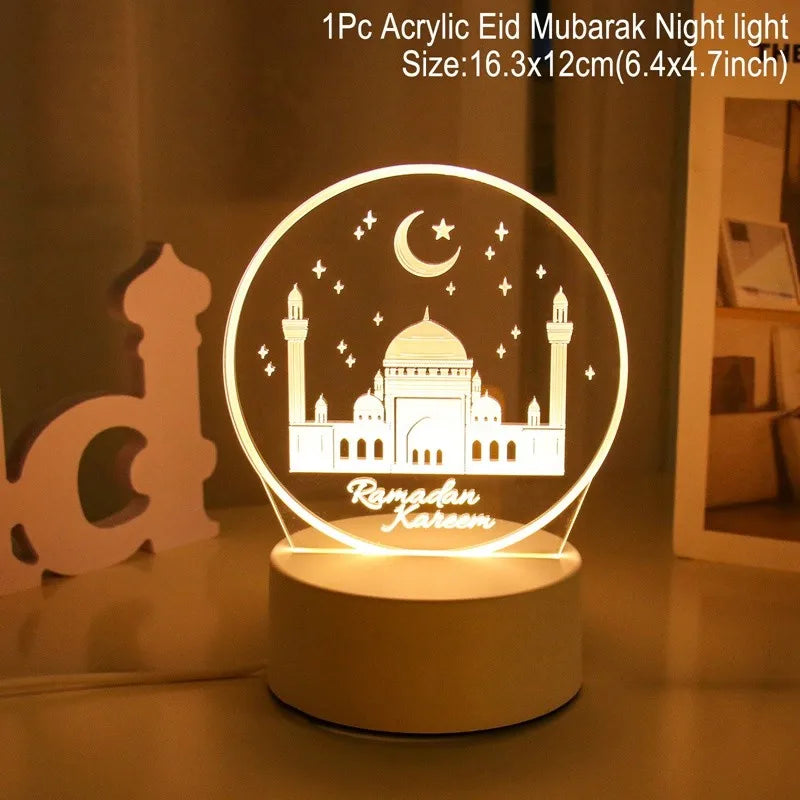 Eid Mubarak 3D Led Lamp Ramadan Night Light Led Moon Star Eid Bedroom Decoration Light Ornament Ramadan Decoration For Home 2025