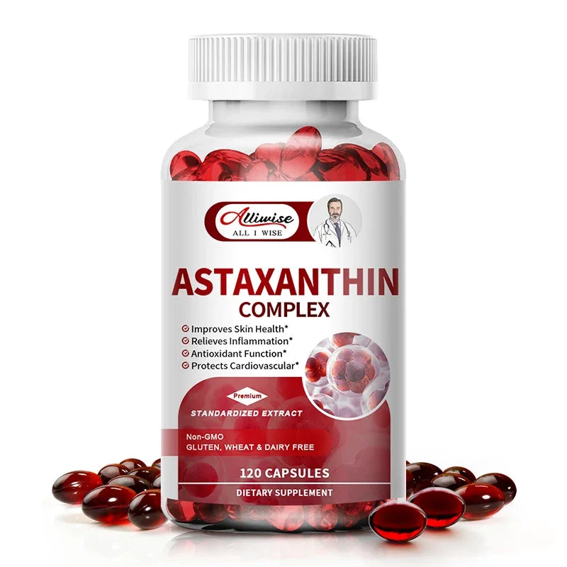 Alliwise Astaxanthin Capsules Promotes Cardiovascular Health, Improves Blood Circulation, Boost Energy Accelerates Metabolism