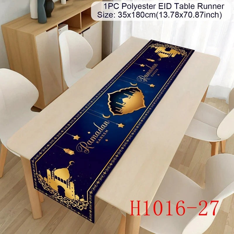 Ramadan Decoration Table Runner EID Mubarak Decor 2024 For Home Tablecloth Ramadan Kareem Islamic Muslim Party Eid Al-Fitr Gifts