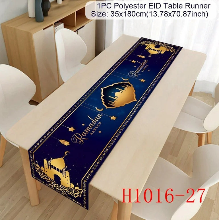 Ramadan Decoration Table Runner EID Mubarak Decor 2024 For Home Tablecloth Ramadan Kareem Islamic Muslim Party Eid Al-Fitr Gifts