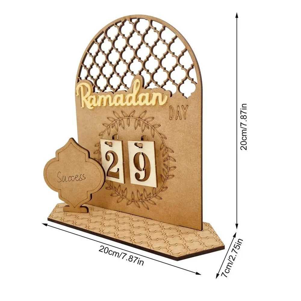 Wooden Ramadan Countdown Calendar Gifts Day of Ramadan Calendar with Replacing Number 2024 Eid Mubarak Home Decoration Ornament