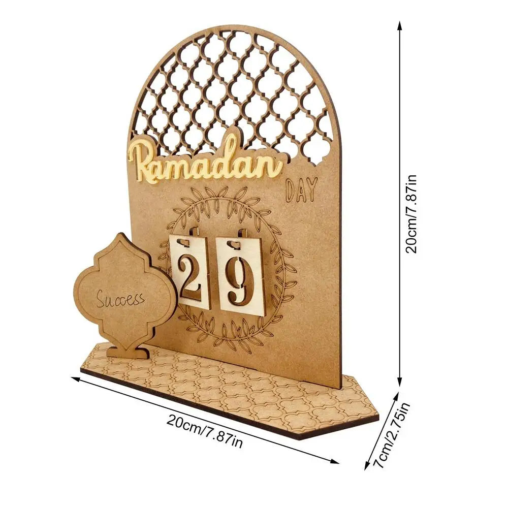 Wooden Ramadan Countdown Calendar Gifts Day of Ramadan Calendar with Replacing Number 2024 Eid Mubarak Home Decoration Ornament